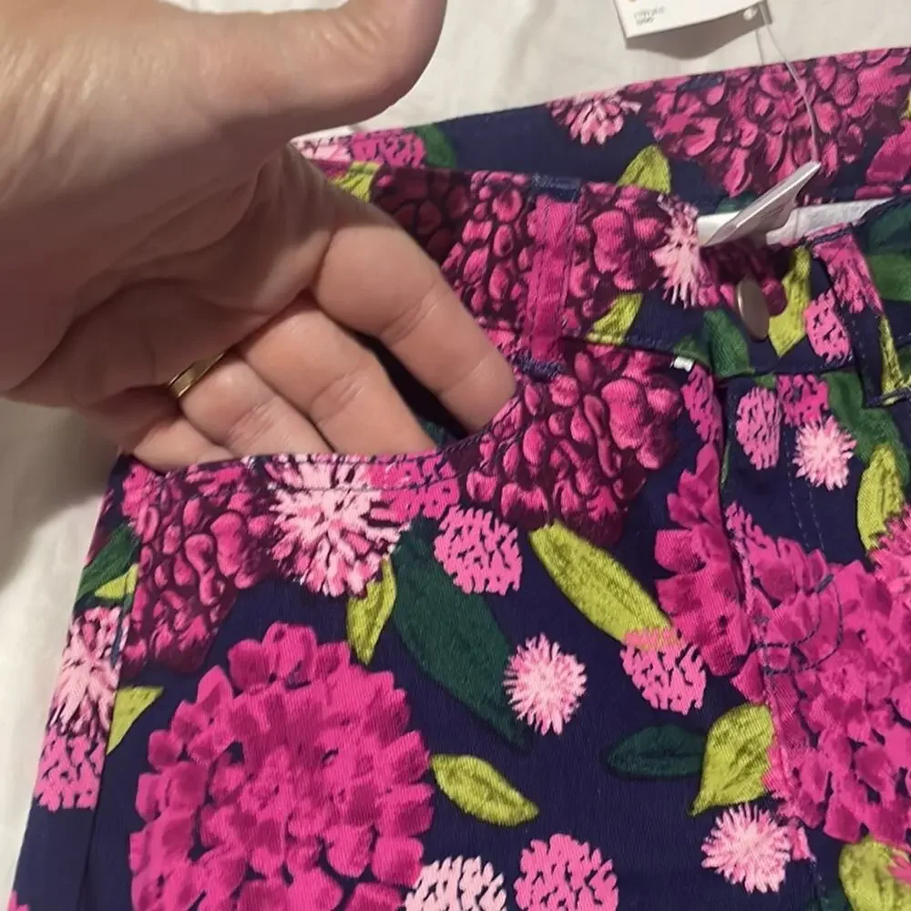 Gymboree 6 floral raspberry print adjustable waist corduroy pockets